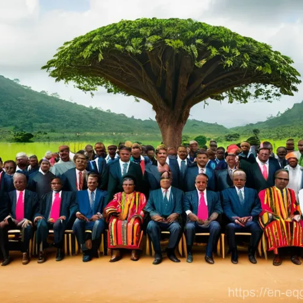 적도 기니의 법률 체계와 주요 법률 - **Prompt:** A visually rich scene illustrating the "Dual Tapestry" of Equatorial Guinea's legal syst...