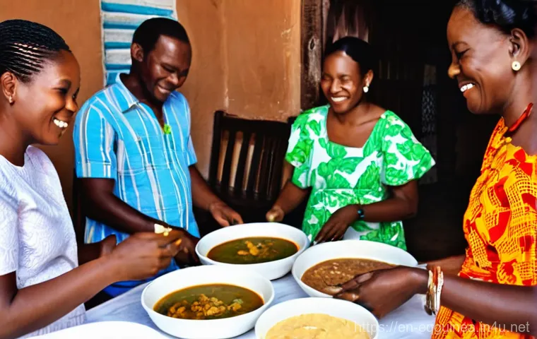 적도 기니에서 먹을 수 있는 거리 음식 - **Prompt 2: Sizzling Street Food Grilling in Bata**
    A close-up, dynamic shot focusing on a stree...