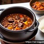 적도 기니의 미식 요리 - **Prompt:** A warm and inviting scene in an Equatorial Guinean kitchen. In the center, a large, rust...