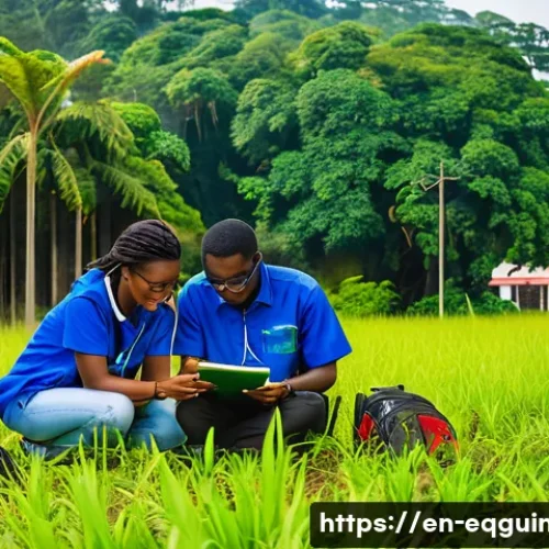 적도 기니에서 학업을 위한 유학 정보 - A vibrant university campus scene in Malabo, Equatorial Guinea, showing diverse students engaged in ...
